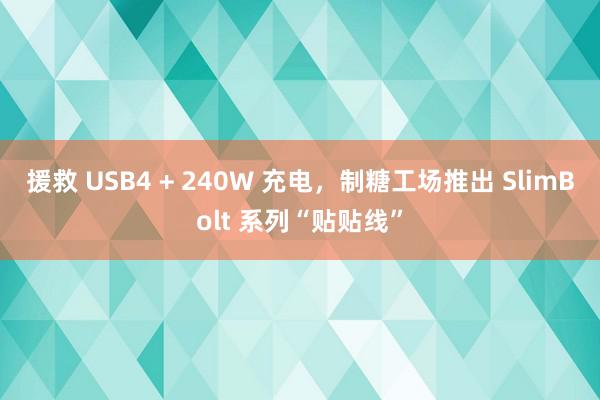 援救 USB4 + 240W 充电，制糖工场推出 SlimBolt 系列“贴贴线”