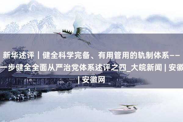 新华述评｜健全科学完备、有用管用的轨制体系——进一步健全全面从严治党体系述评之四_大皖新闻 | 安徽网