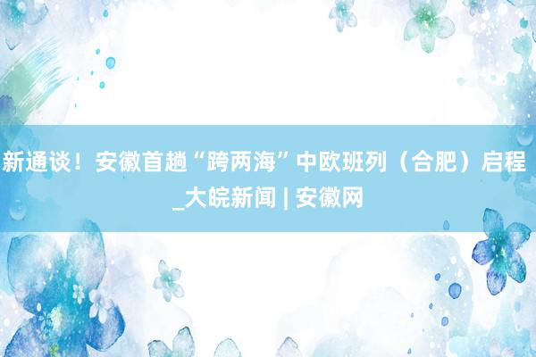 新通谈！安徽首趟“跨两海”中欧班列（合肥）启程 _大皖新闻 | 安徽网