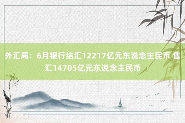 外汇局：6月银行结汇12217亿元东说念主民币 售汇14705亿元东说念主民币