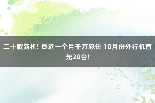 二十款新机! 最近一个月千万忍住 10月份外行机首先20台!