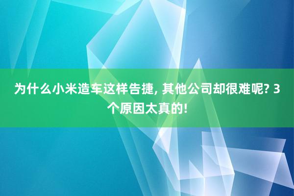 为什么小米造车这样告捷, 其他公司却很难呢? 3个原因太真的!