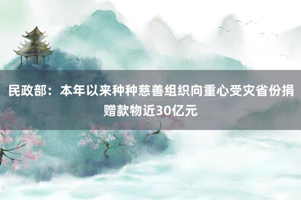 民政部：本年以来种种慈善组织向重心受灾省份捐赠款物近30亿元